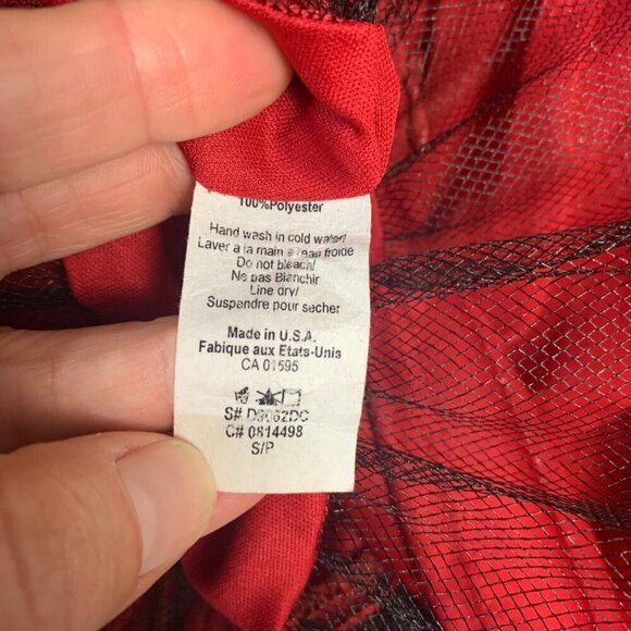 Vintage Y2K Red Sheer Black Lace Corset Strapless Babydoll Dress - Picture 13 of 16